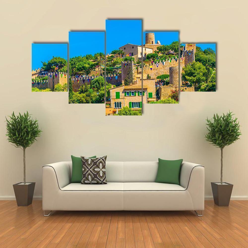 Aerial View Of Capdepera Castle With Town Nature Canvas Wall Art