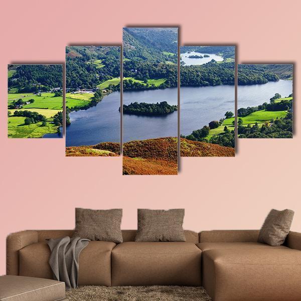 Aerial View Of Grasmere From The Slopes Of Silver Howe Nature Canvas Wall Art