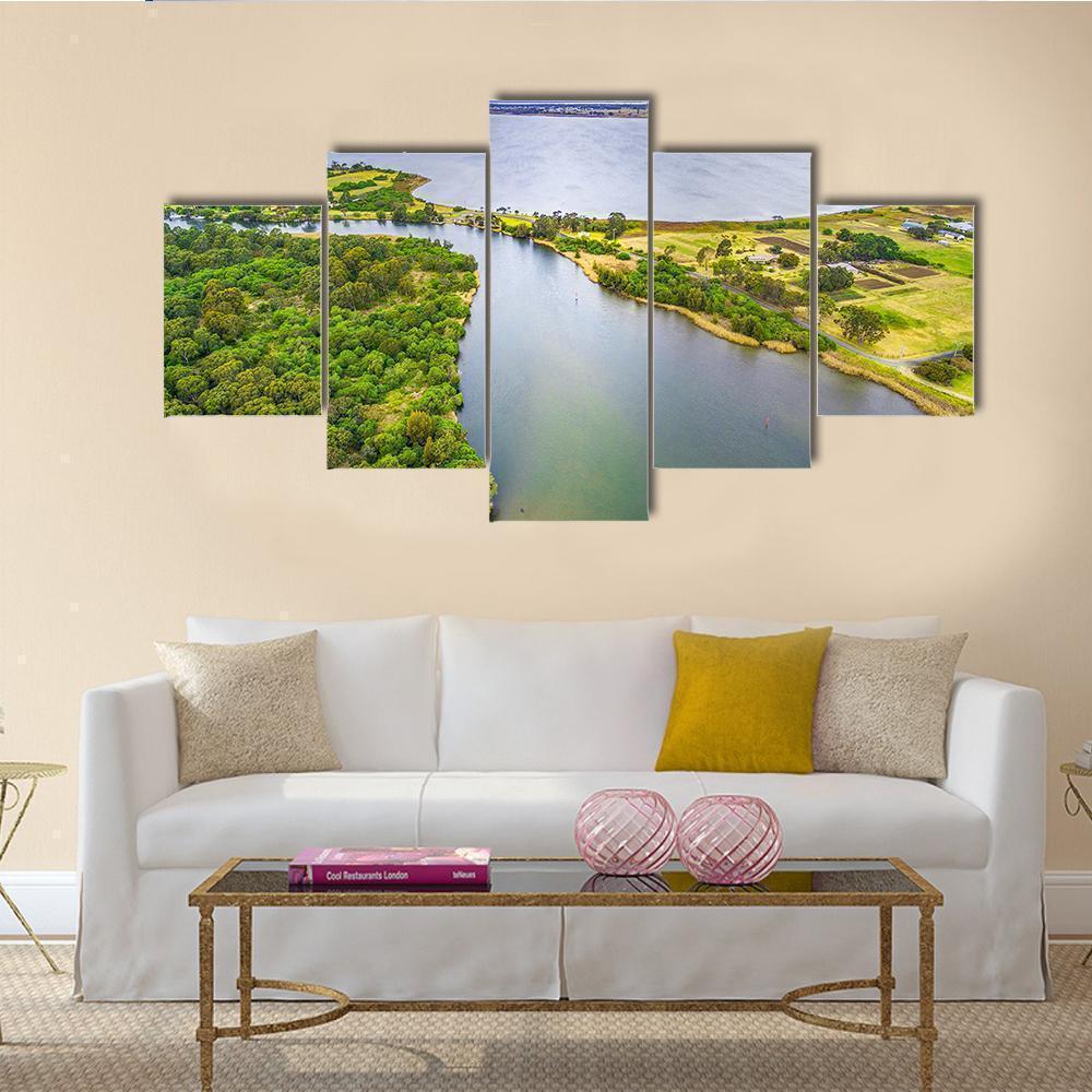 Aerial View Of Jones Bay At Gippsland Lakes Reserve Nature Canvas Wall Art