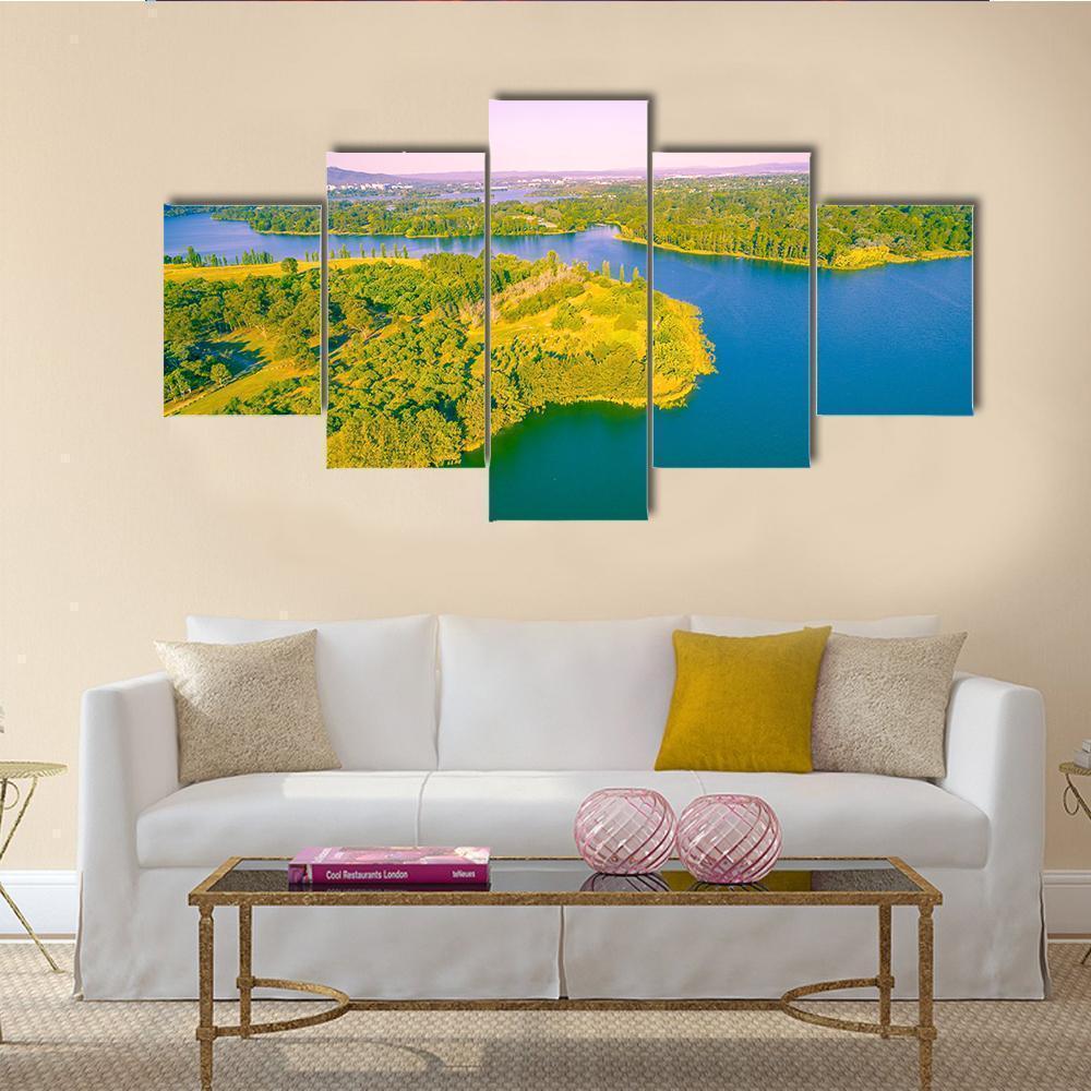 Aerial View Of Lake Burley Griffin Nature Canvas Wall Art