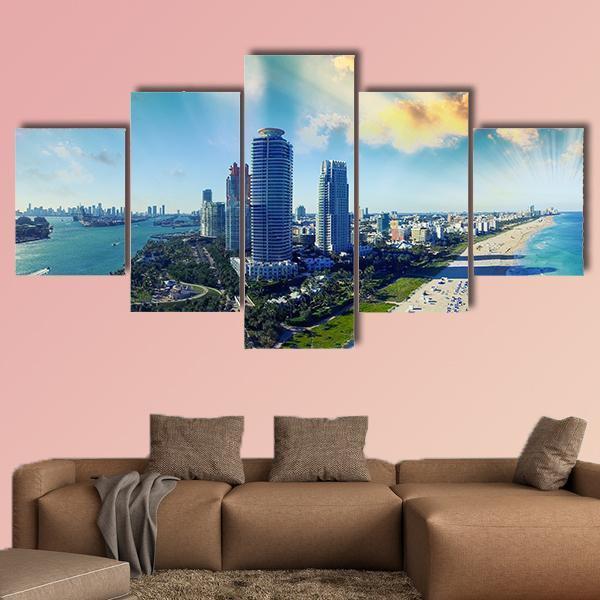 Aerial View Of Miami Beach Nature Canvas Wall Art