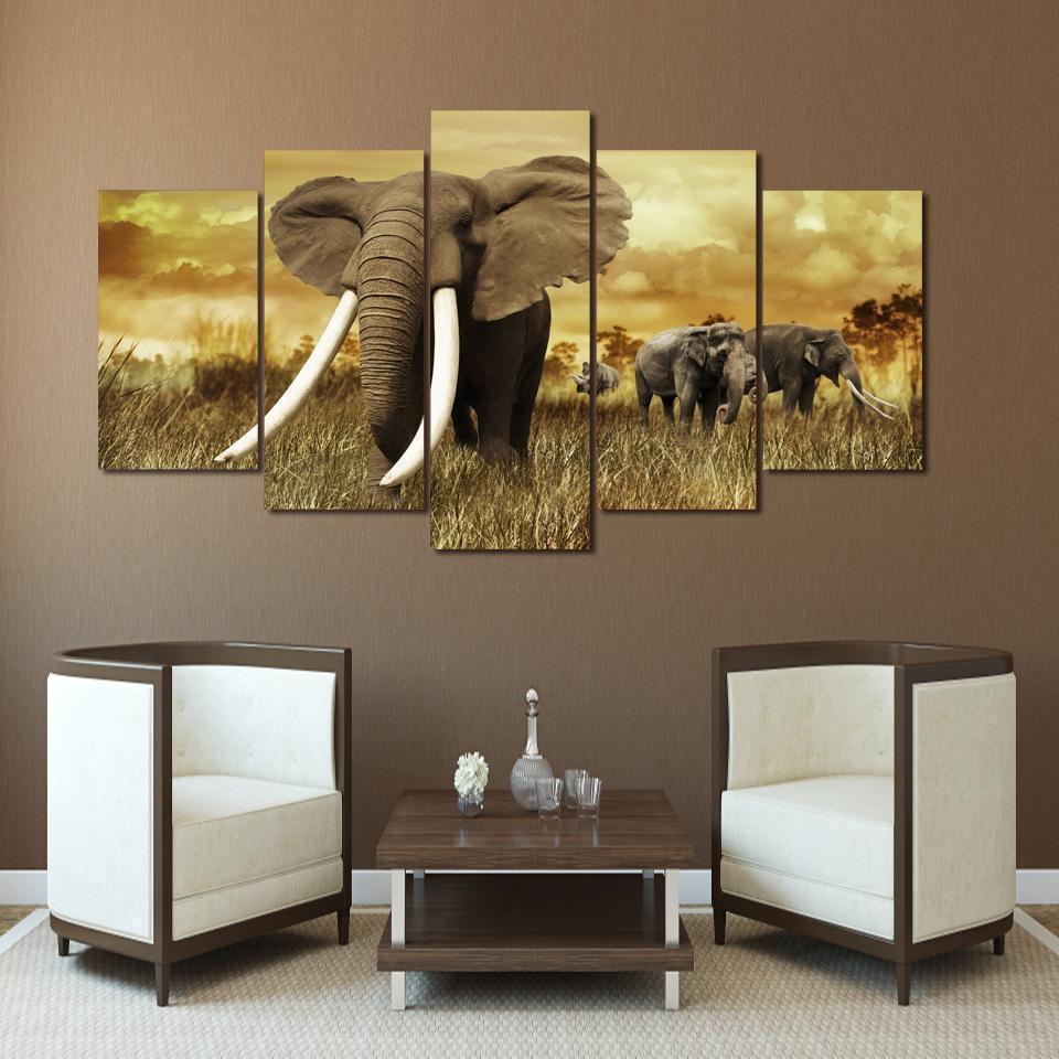 Africa Elephants Animal Canvas Wall Art