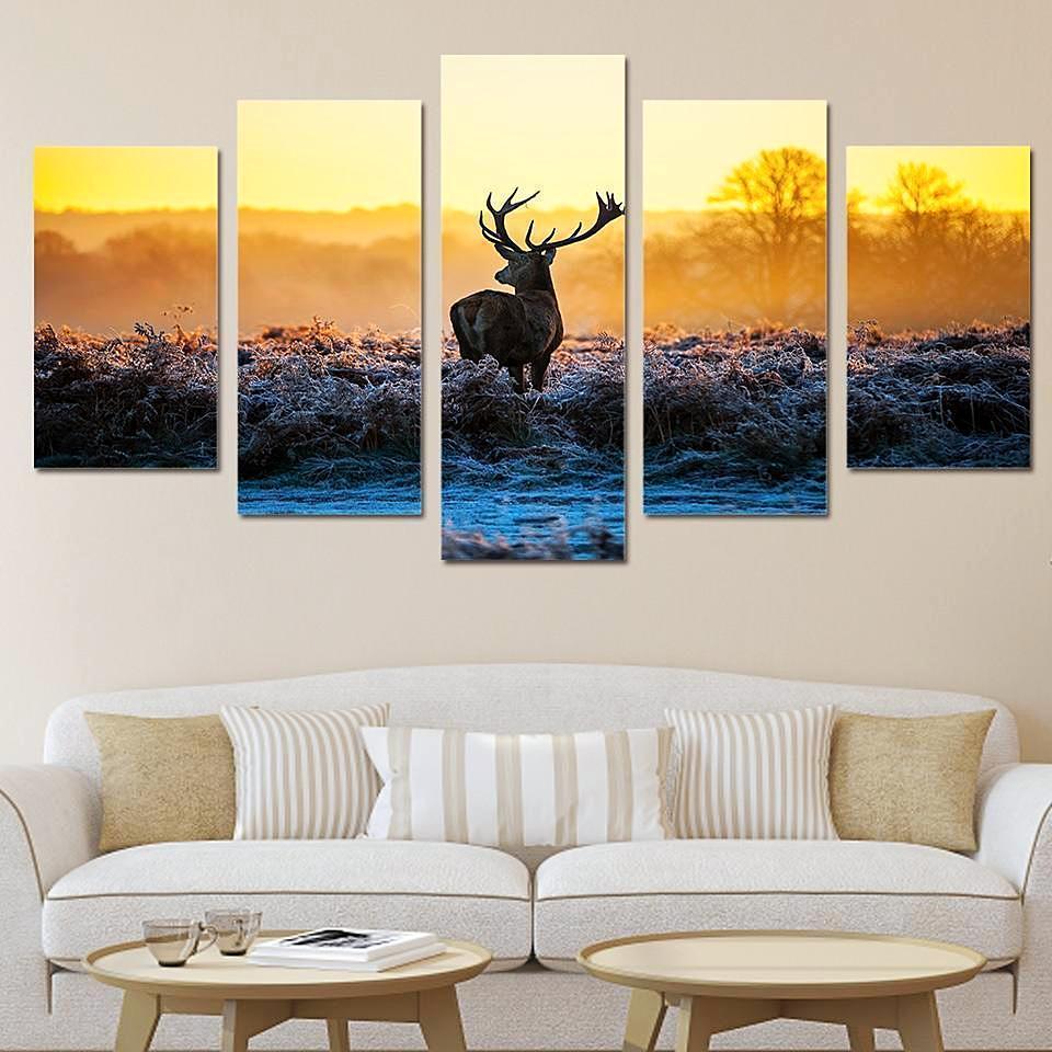 African Sunset Deer Animal Canvas Wall Art