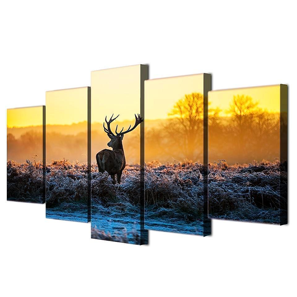 African Sunset Deer Animal Canvas Wall Art