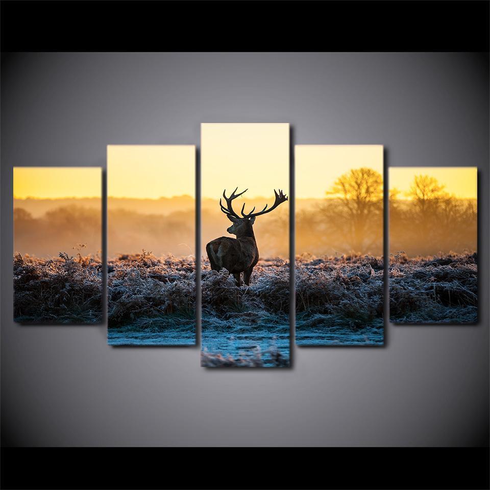 African Sunset Deer Animal Canvas Wall Art