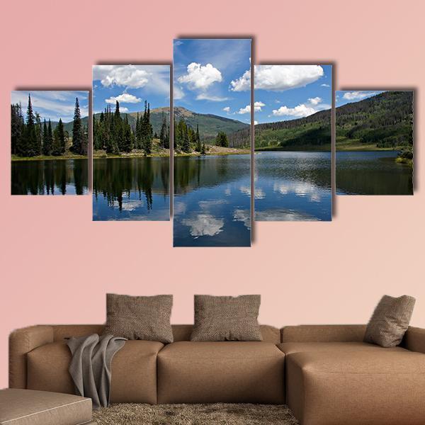 Afternoon Clouds Reflect From Pearl Lake Nature Canvas Wall Art
