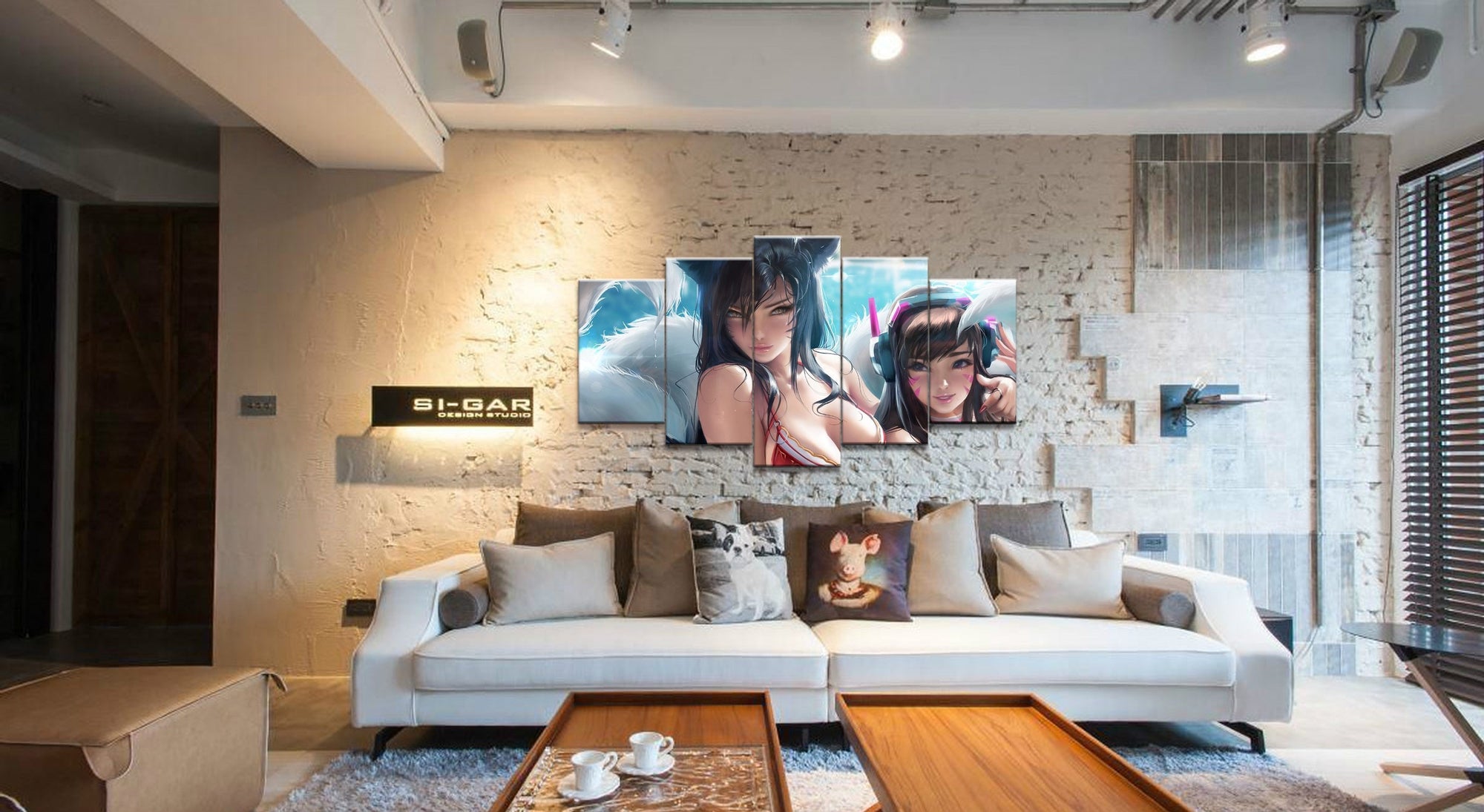 LOL League Of Legends Ahri and D.Va Game Canvas Wall Art