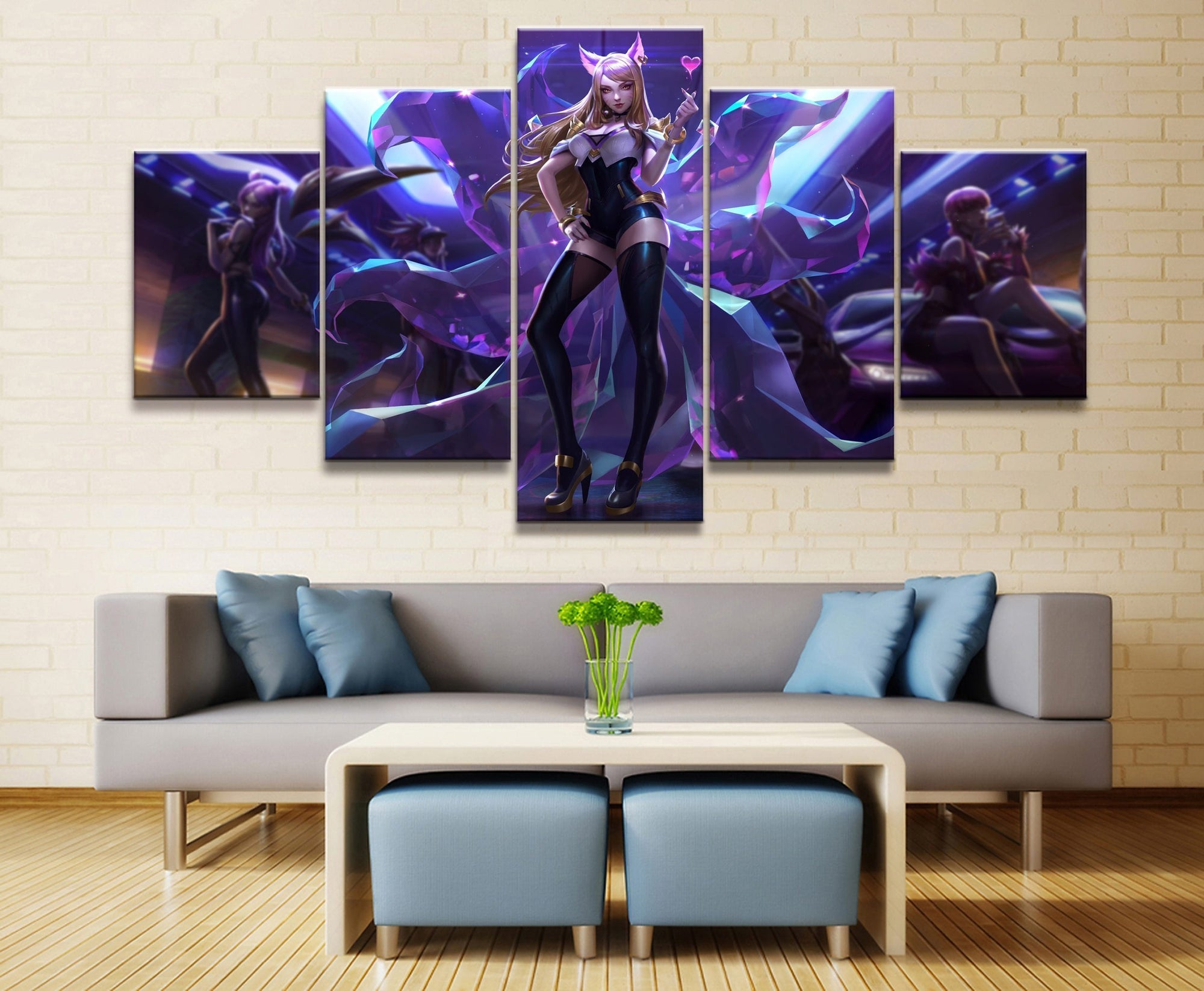 LOL League Of Legends Ahri Signature Heart Game Canvas Wall Art