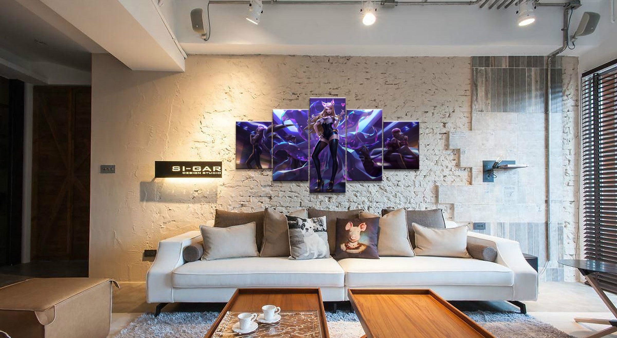 LOL League Of Legends Ahri Signature Heart Game Canvas Wall Art