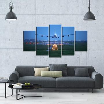 Aircraft Approach And Landing Airplane Canvas Wall Art