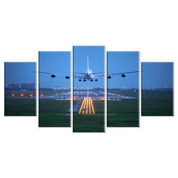 Aircraft Approach And Landing Airplane Canvas Wall Art