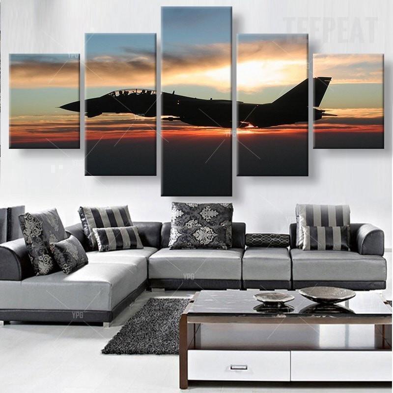 Aircraft In Twilight Religion Canvas Wall Art