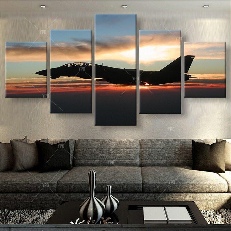 Aircraft In Twilight Religion Canvas Wall Art
