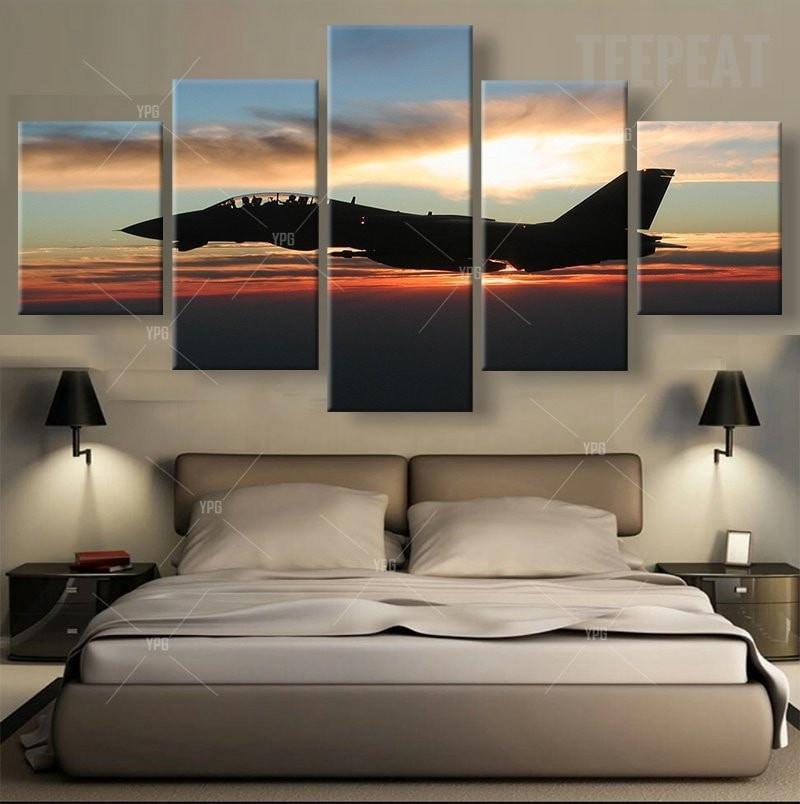 Aircraft In Twilight Religion Canvas Wall Art