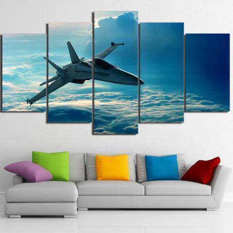 Airplane Flying In Clouds Airplane Canvas Wall Art