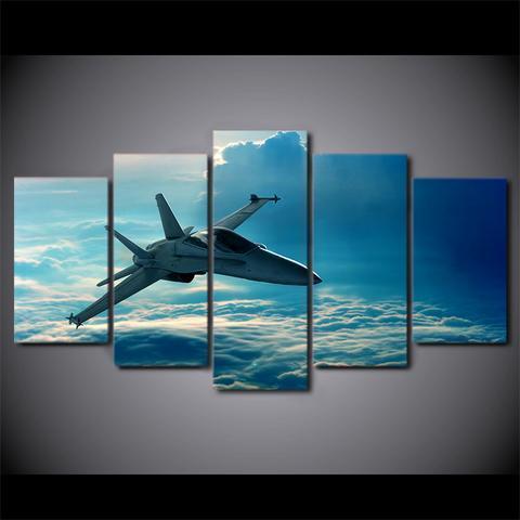 Airplane Flying In Clouds Airplane Canvas Wall Art