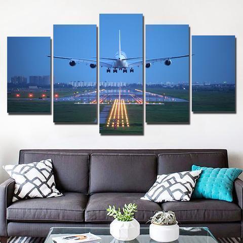 Airplane In Blue Sky Airplane Canvas Wall Art