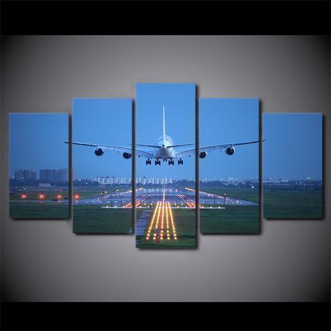 Airplane In Blue Sky Airplane Canvas Wall Art