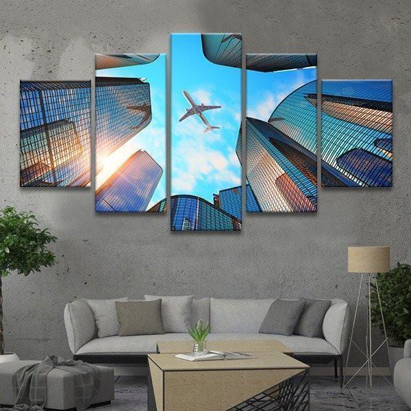 Airplane In Flight 1 Airplane Canvas Wall Art
