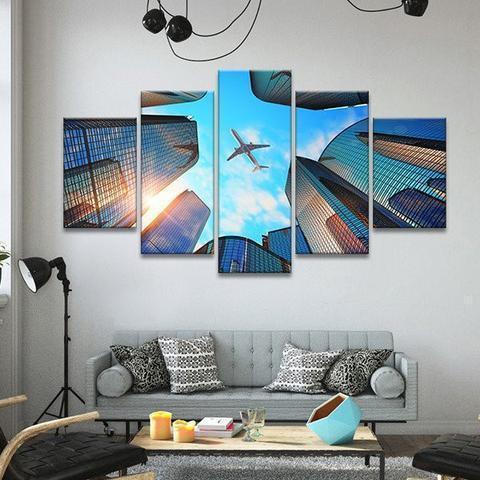 Airplane In Flight 1 Airplane Canvas Wall Art