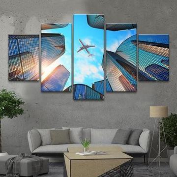 Airplane Skyline Automative Canvas Wall Art