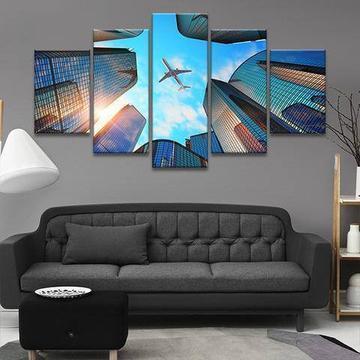 Airplane Skyline Automative Canvas Wall Art