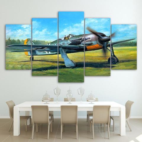 Airplane Take Off On Green Grass Airplane Canvas Wall Art
