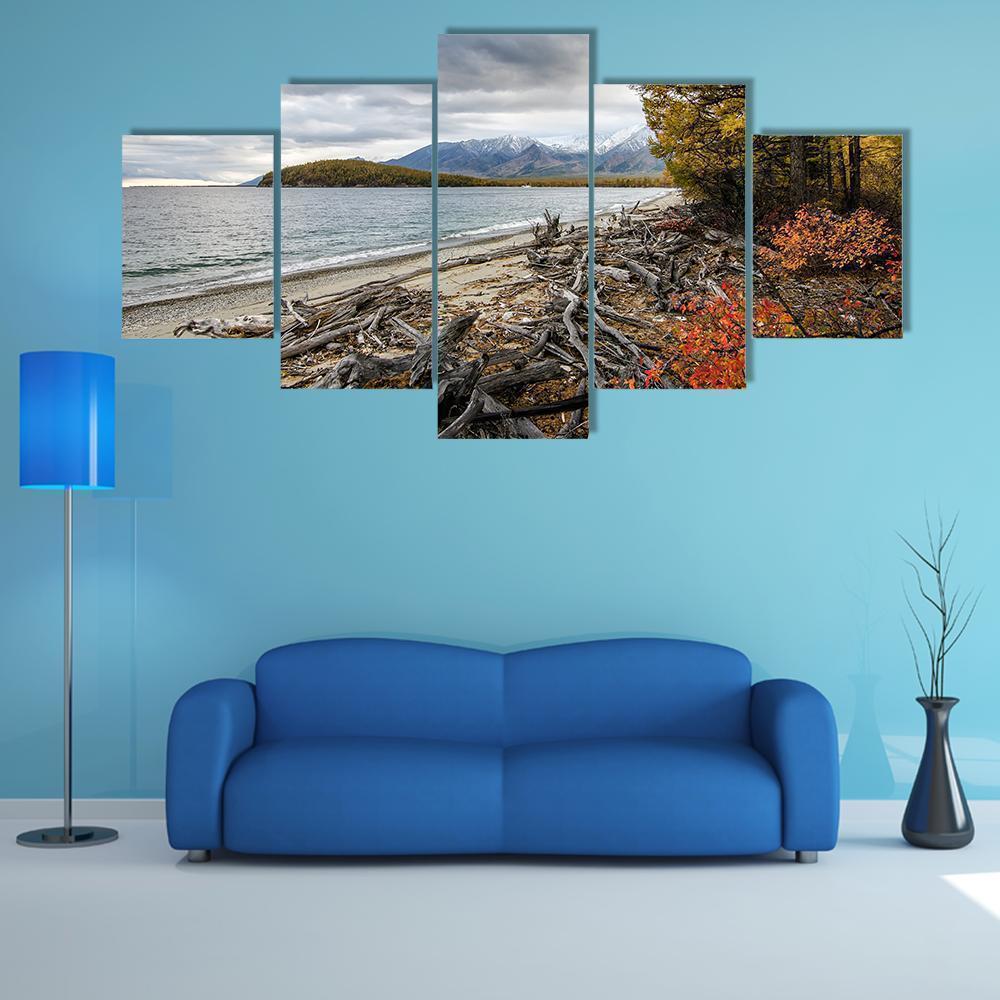 Ake And Mountains Of Siberia Nature Canvas Wall Art