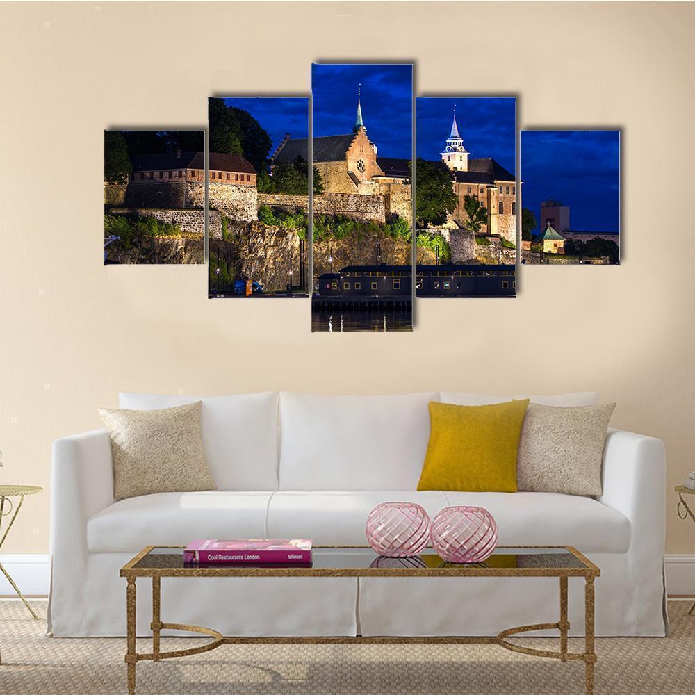 Akershus Fortress And Castle At Night Nature Canvas Wall Art