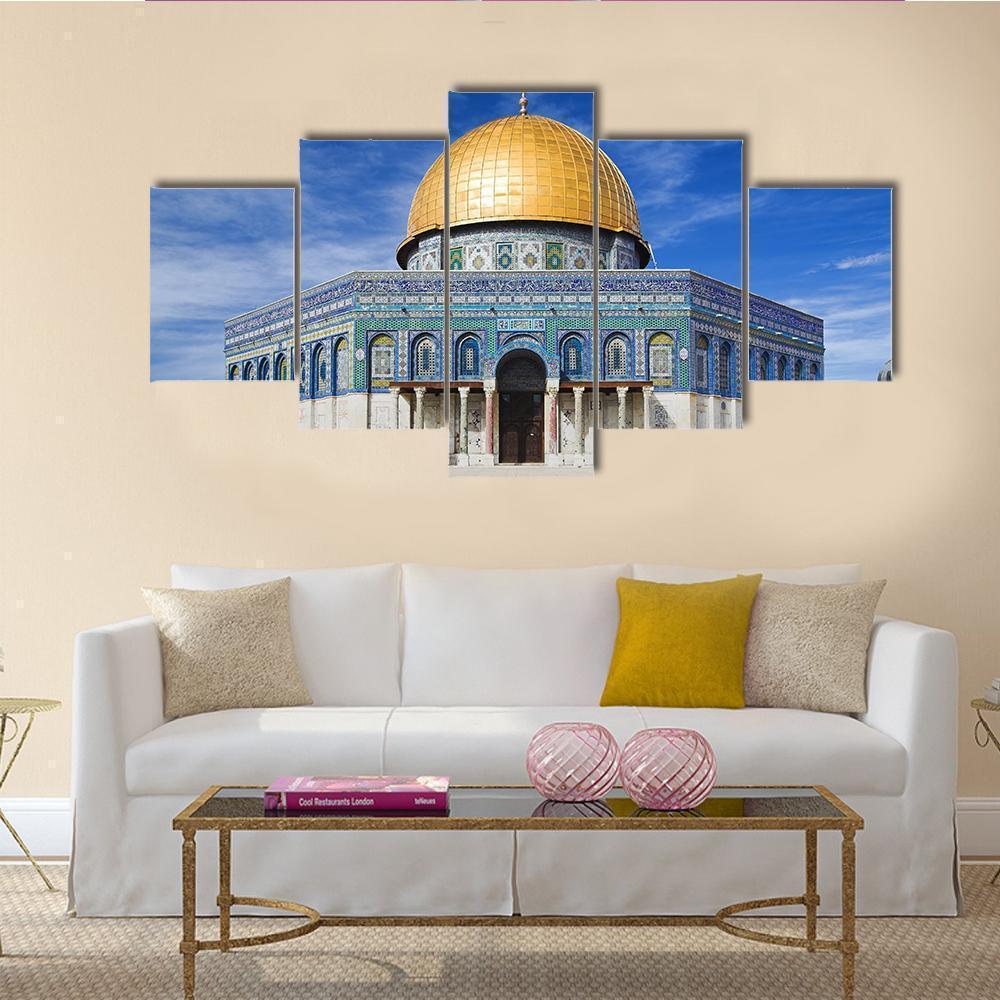 Al Aqsa Mosque In Jerusalem In Blue Sky Nature Canvas Wall Art
