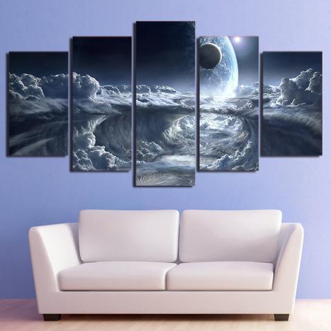 Alien Planet, Moon And Space Space Canvas Wall Art