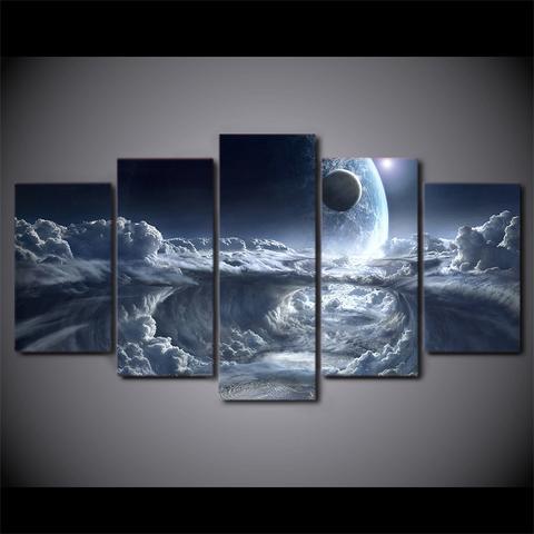 Alien Planet, Moon And Space Space Canvas Wall Art