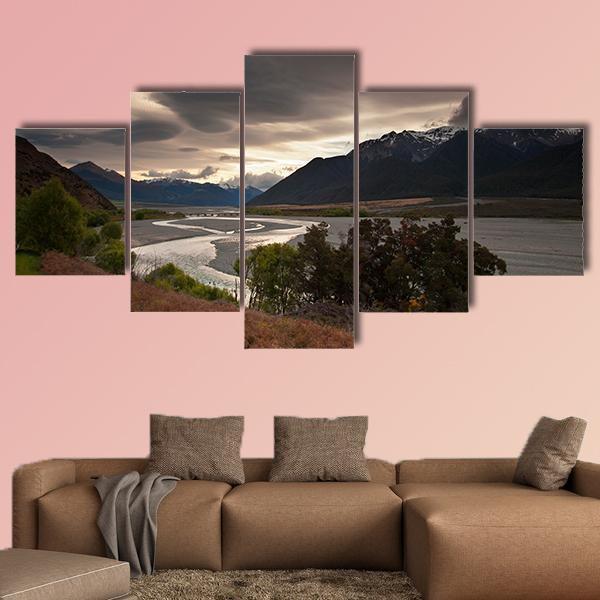Amazing Clouds Over Lake Nature Canvas Wall Art