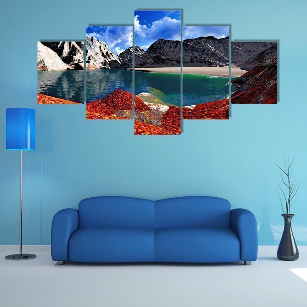 Amazing Lake With Mountain Landscape Nature Canvas Wall Art