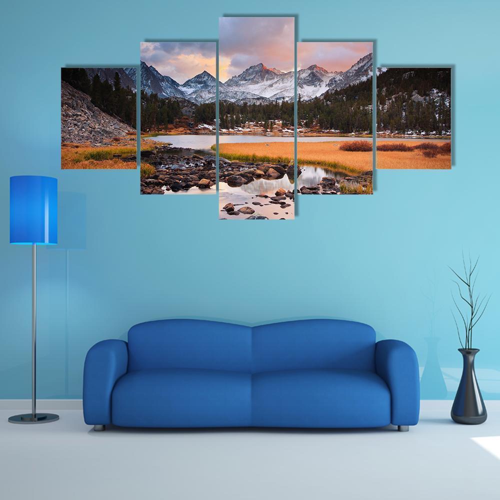 Amazing Mountain Landscape At Sunset Nature Canvas Wall Art