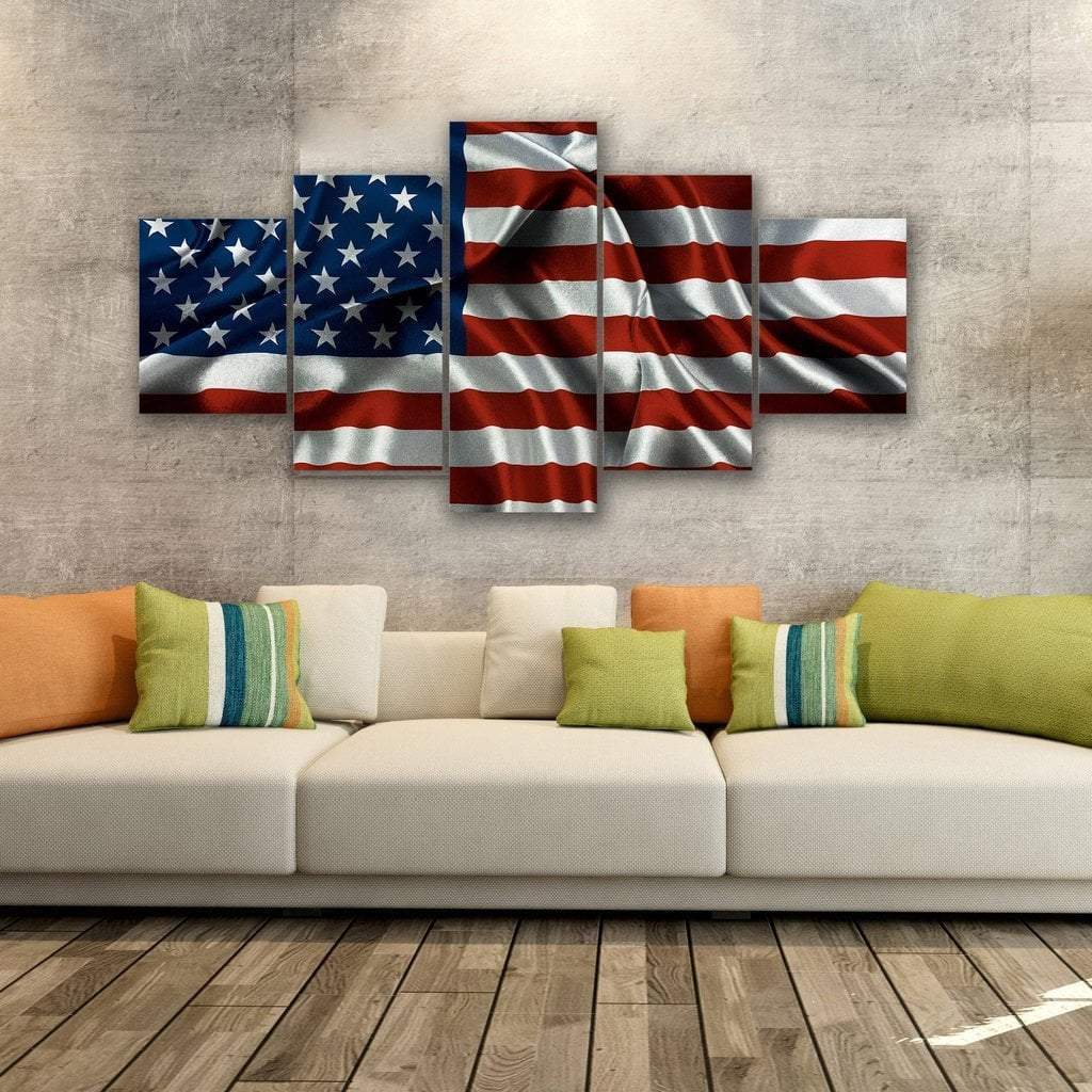 American Flag 2 Abstract Canvas Wall Art