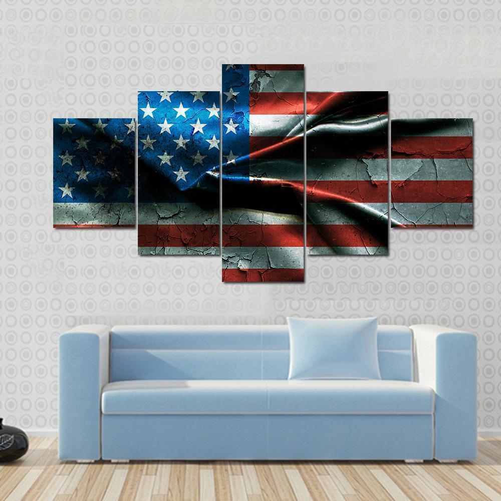 American Flag 4 Abstract Canvas Wall Art