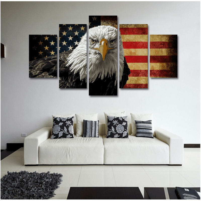 American Flag And Eagle 1 Animal Canvas Wall Art