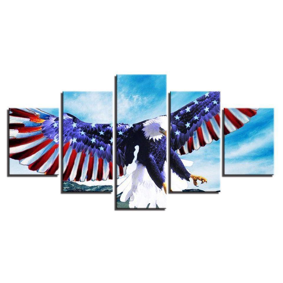 American Flag And Eaglepread Wings Abstract Animal Canvas Wall Art