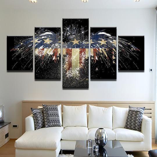 American Flag Eagle 9 Animal Canvas Wall Art
