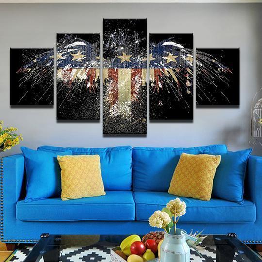 American Flag Eagle 9 Animal Canvas Wall Art