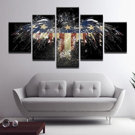 American Flag Eagle 9 Animal Canvas Wall Art