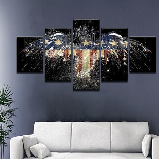 American Flag Eagle 9 Animal Canvas Wall Art
