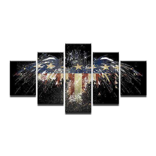 American Flag Eagle 9 Animal Canvas Wall Art