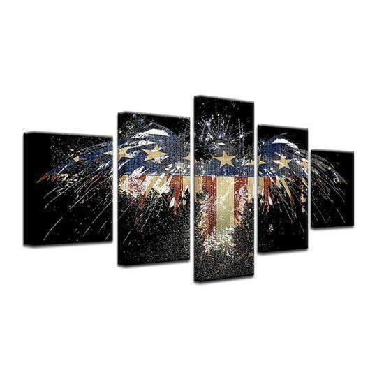 American Flag Eagle 9 Animal Canvas Wall Art