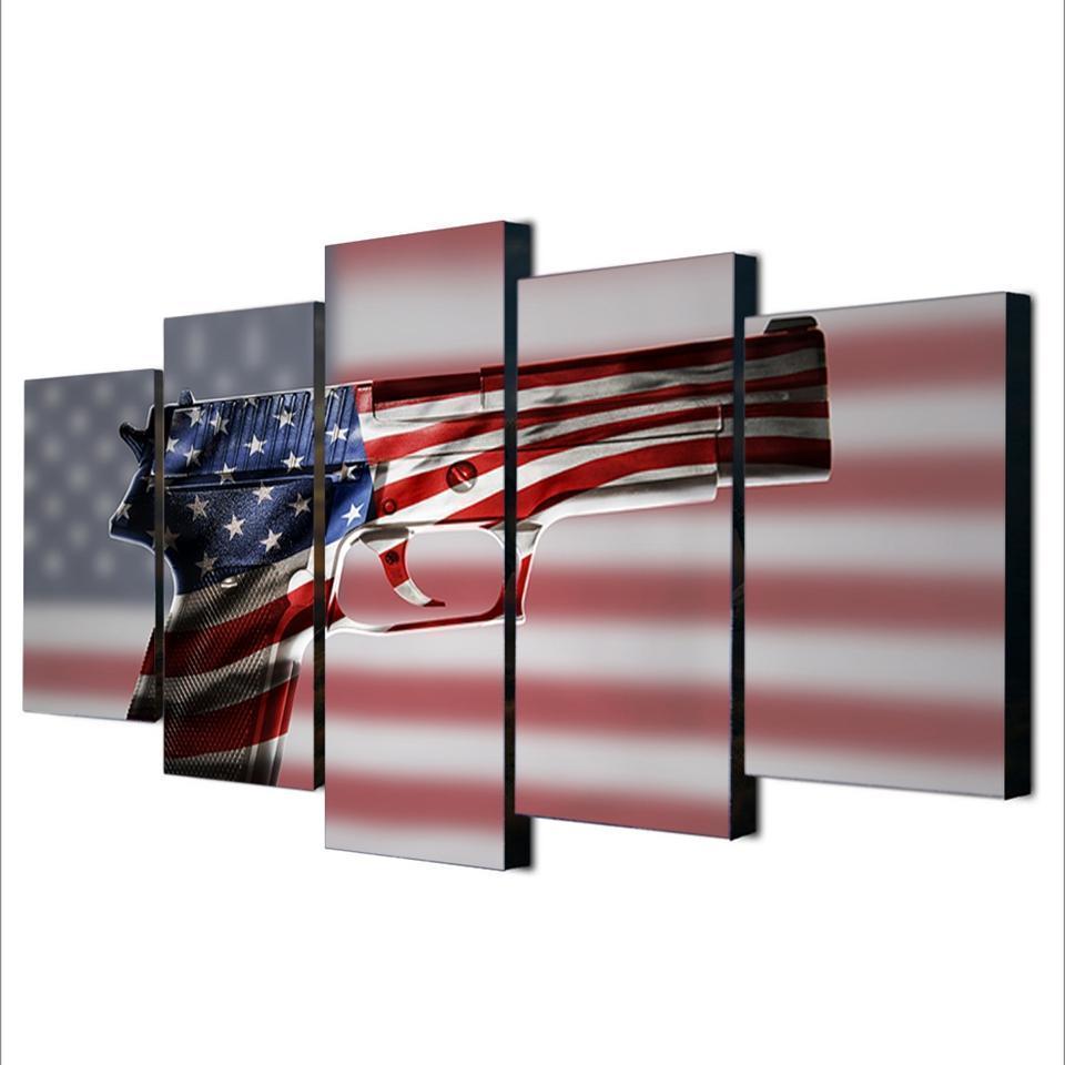 American Flag Gun 2nd Amendment Army Canvas Wall Art