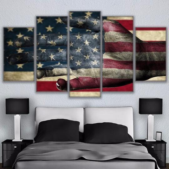 American Flag Helping Hand Asbtract Canvas Wall Art