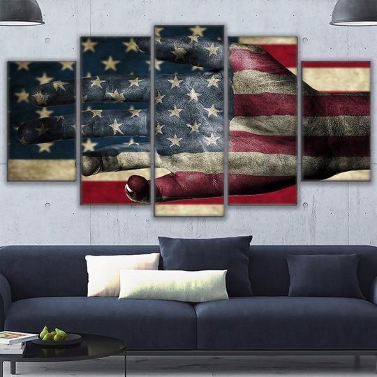 American Flag Helping Hand Asbtract Canvas Wall Art