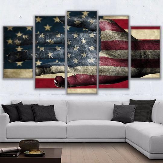 American Flag Helping Hand Asbtract Canvas Wall Art