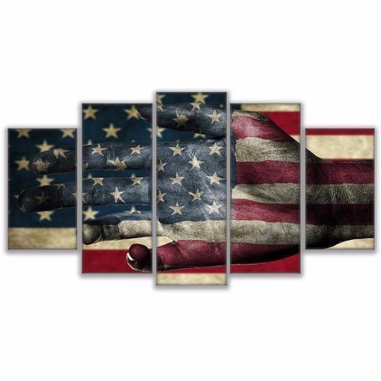 American Flag Helping Hand Asbtract Canvas Wall Art